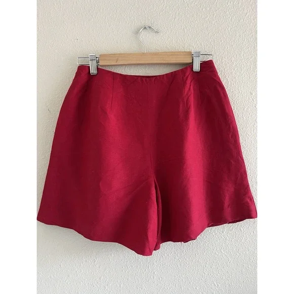 Ann Taylor Vintage Red Mini Skort Size 8 Linen Blend Feminine Vacation Preppy - Picture 2 of 12
